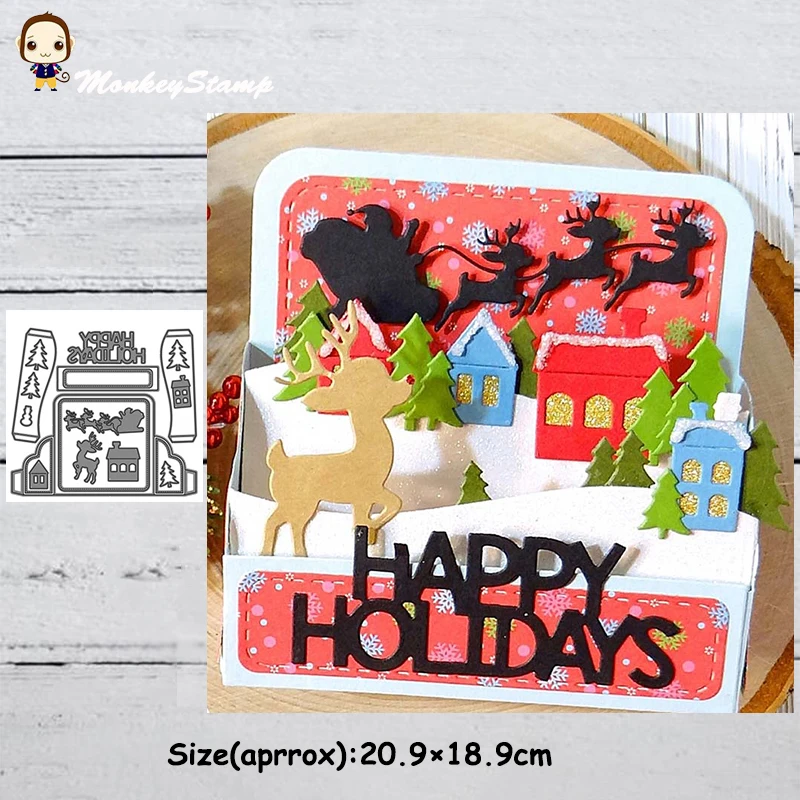 Обезьяна счастливый праздник поздравительная открытка металлические режущие