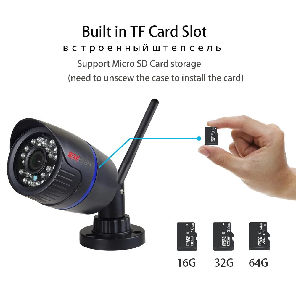 5MP 2KHD Smart Wifi IP Камера открытый стандарт Onvif P2P Аудио CCTV с sd-картой Порты и разъёмы