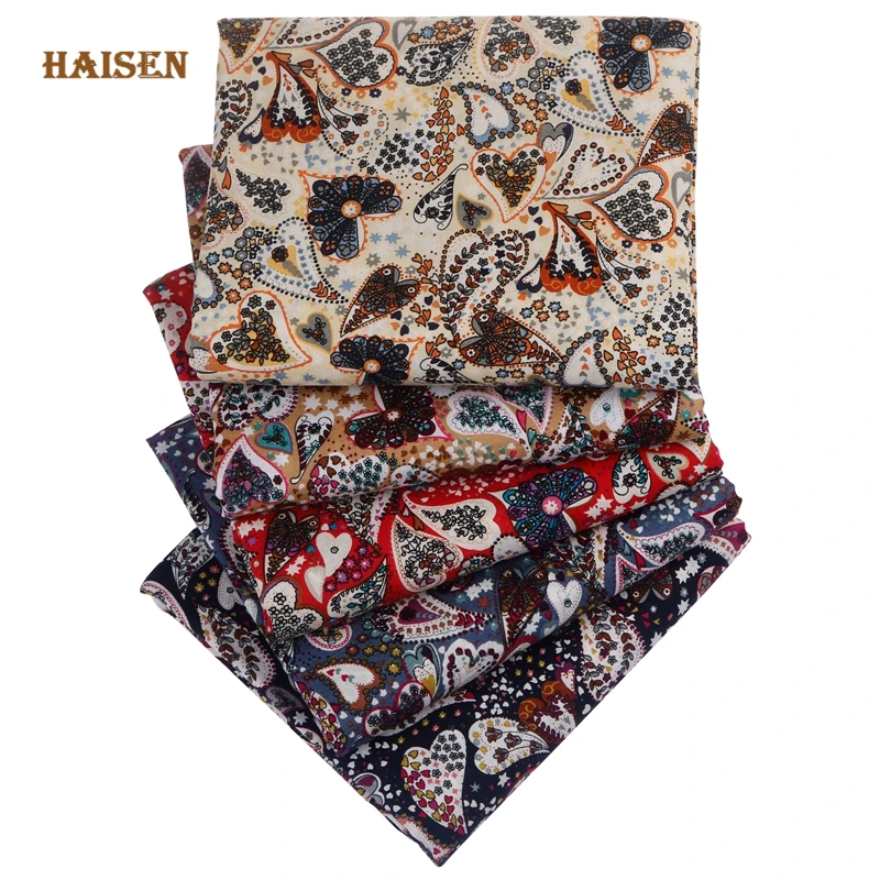 

Love Series Poplin Calico,Printed Cotton Fabric,Plain Cloth,For DIY Sewing Quilting Spring Summer Women's Clothes Dress Material