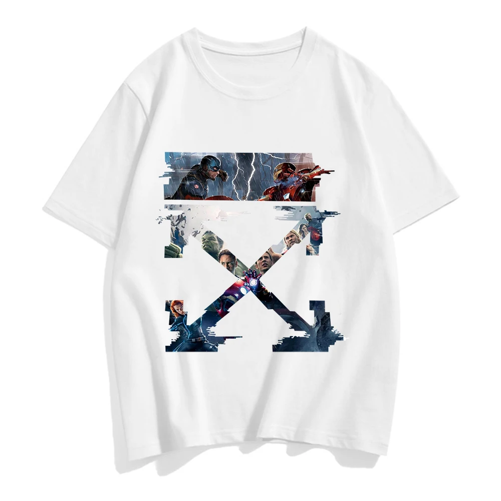 

Disney Summer Plus Size Fashion Marvel Spiderman Cartoon Letter Printing O-neck Short-sleeved Hero Men and Women Loose T-shirt