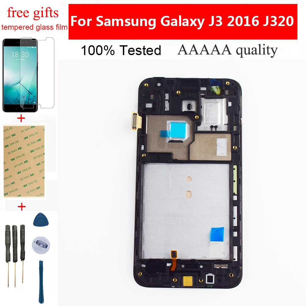 Регулируемый ЖК-дисплей для Samsung Galaxy J3 2016 J320 LCD сенсорный экран J320FN сборка + рамка