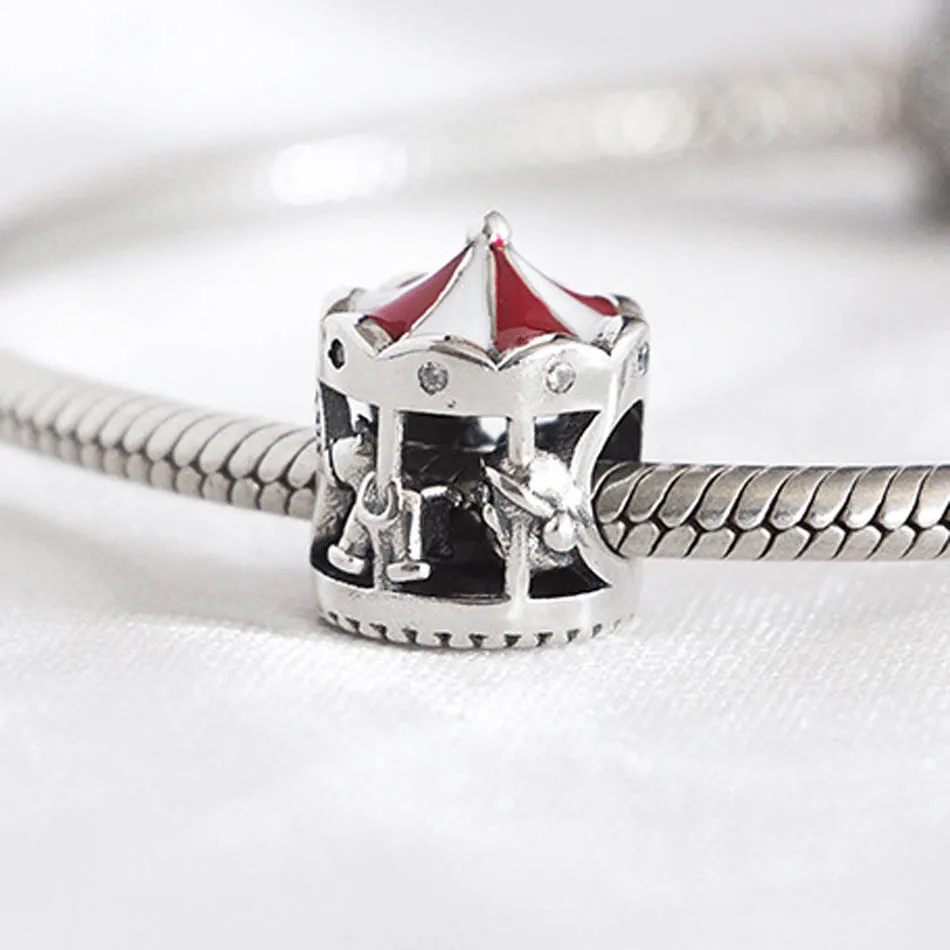 Аутентичные S925 DIY Ювелирные изделия Рождественская карусель Шарм Подходит Для