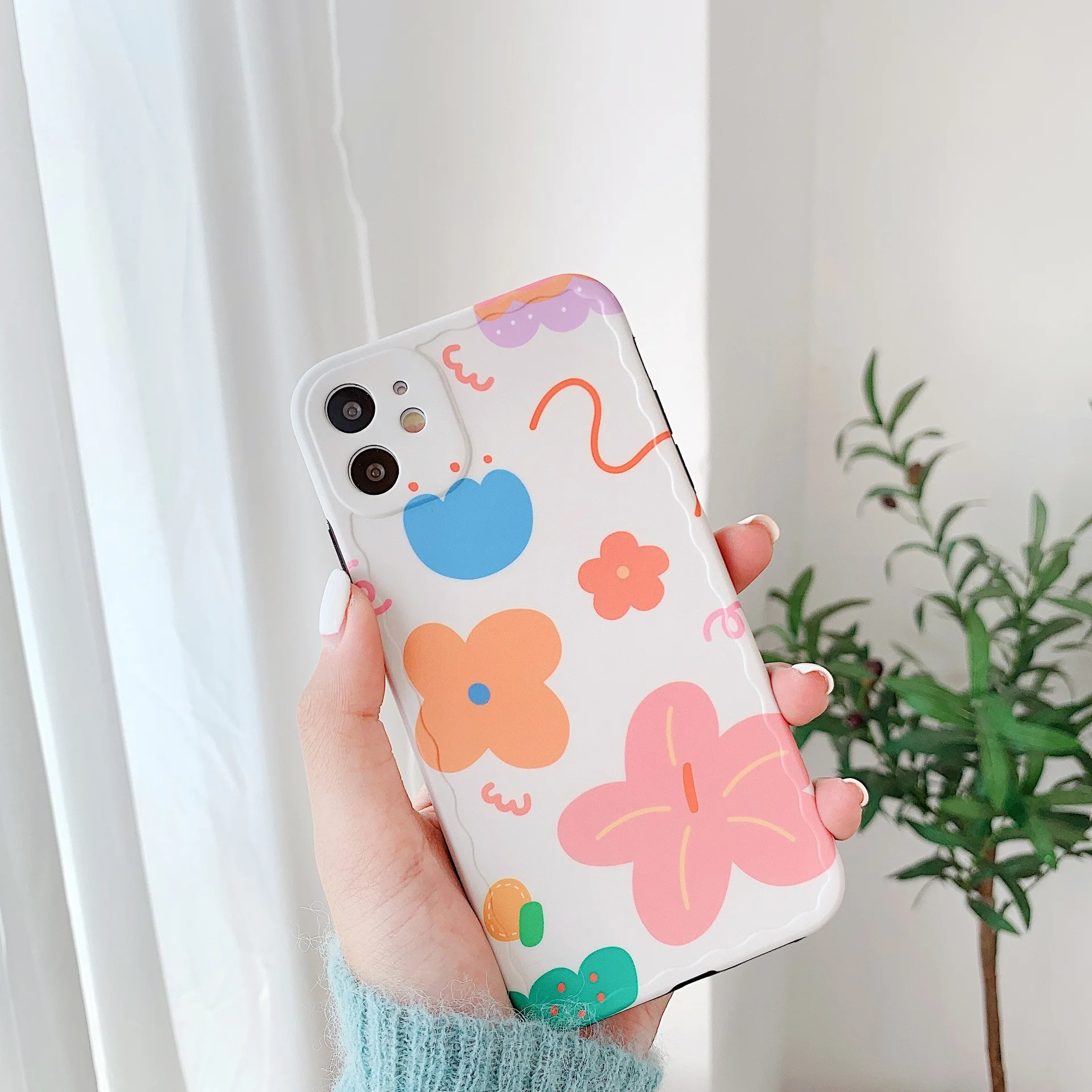 

Japanese art Flowers line Phone Case For iPhone 11 Pro Max case Cute Silicone cover for iPhone XS MAX XR X 7 8 Plus 7Plus Case