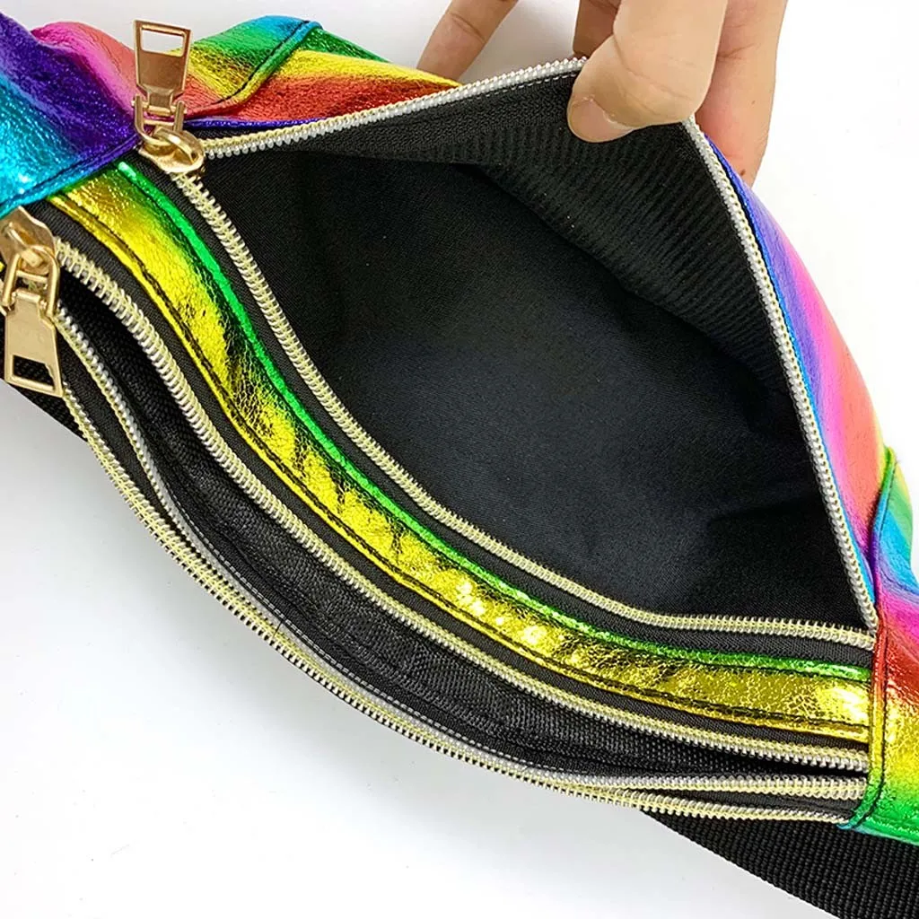 

Women Colorful waist bag fanny pack Leather Fashion Waist Belt Ladies Zipper Shoulder Bag Multi-function Emale Messenger Bags
