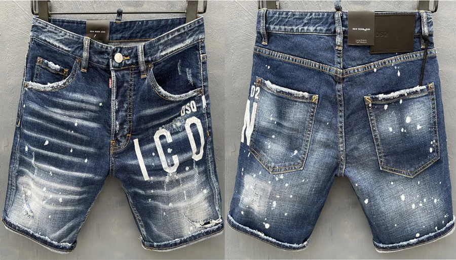 

summer Style dsq brand Italy D2 jeans men Stretch jeans Shorts Men denim trousers Slim blue hole slim Shorts jeans for men 2978