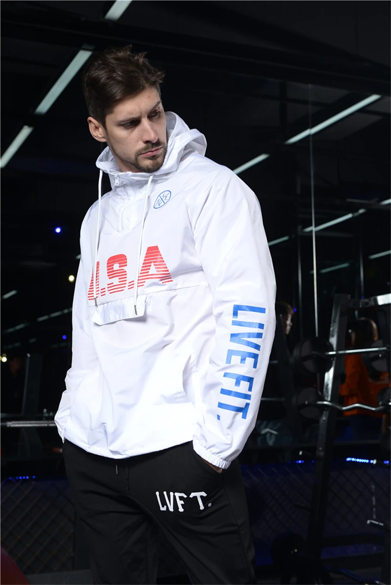 Тканые мужские толстовки на молнии с воротником свитшоты для мужского спортзала