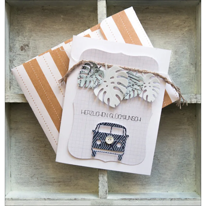 CH листья металлические режущие штампы трафарет поздравительная открытка