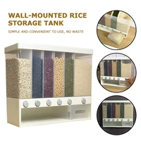 wall mounted kitchen storage organize seal tank dry food container press cereals dispenser rice chocolate beans dispenser