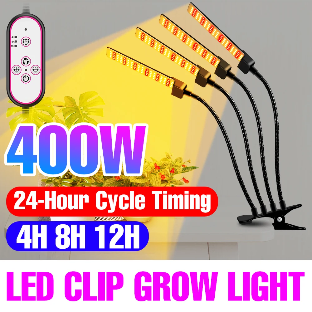 

12V Flexible Phyto Lamp LED Clip Plant Light Full Spectrum Grow Lighting 100W 200W 300W 400W Fitolampy Indoor Flower Growth Tent