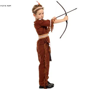 Костюм для мальчиков, Хэллоуин, индийский лучник, для детей, охотник, воин, косплей, Пурим, парад, сценическая игра, платье для маскарада, вечеринки