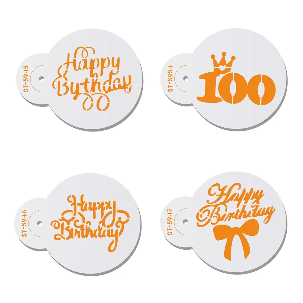 4 шт./компл. с днем рождения серия торт печенья трафарет для украшения торта