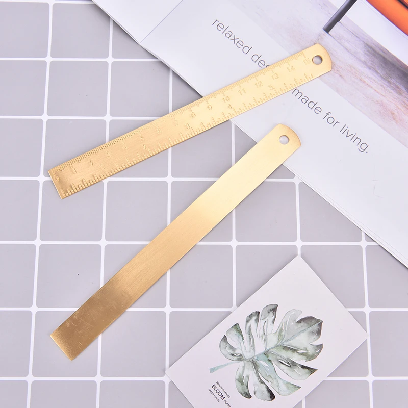 

15Cm Brass Straight Ruler for School Office Stationery Metal Painting Drawing Tools Chancery Measuring Ruler Bookmark