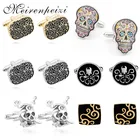 Брендовые запонки для рубашки, запонки на пуговицах, запонки в форме черепа, скелета, дизайн, гипербола, свадебные украшения, запонки