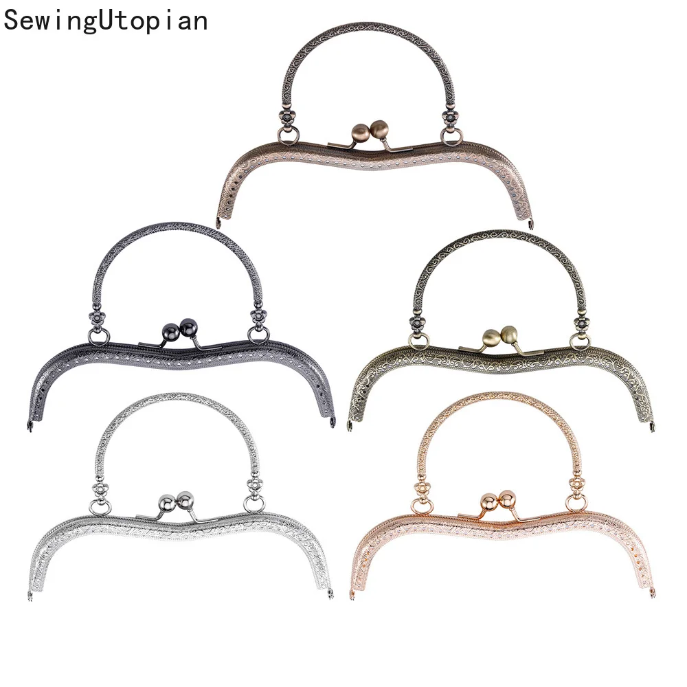 

5PCS Metal Purse Frames 19cm Kiss Clasp Closure Handle Clutch Bags Part Handbag Replacement Wallet Accessories Hardware