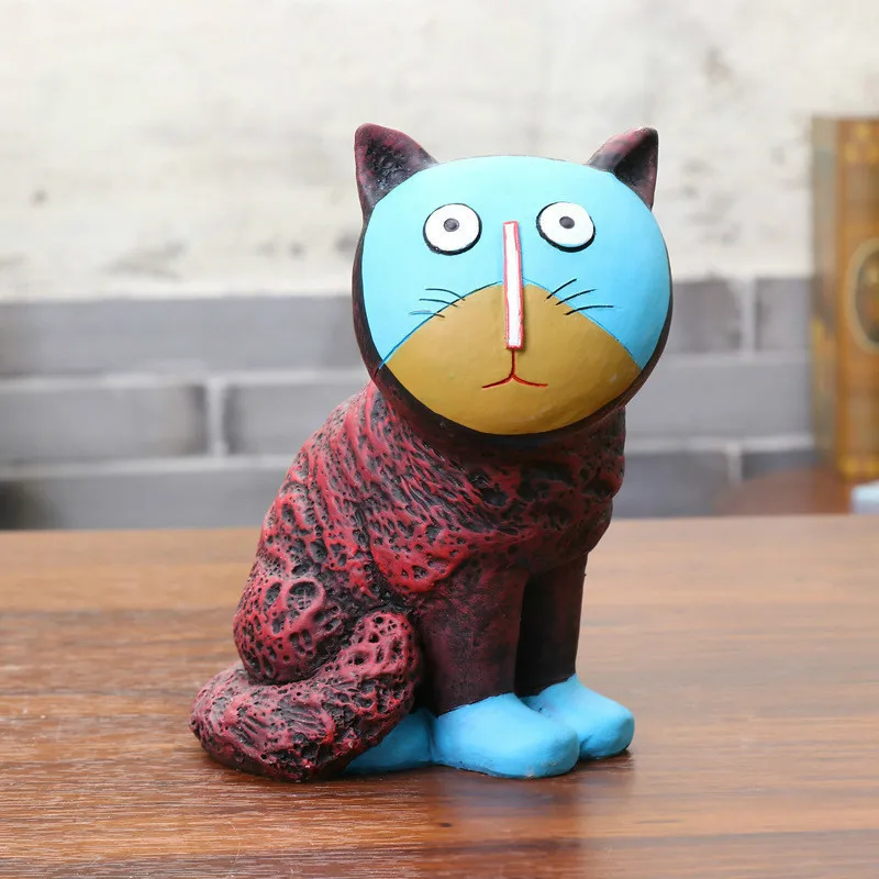 

Piggy Bank Resin Figurines Animal Cat Statue Children Gifts Home Decoration Accessories