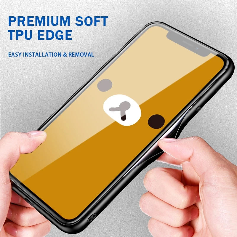 Роскошный чехол для телефона из закаленного стекла 9H с мультяшным рисунком