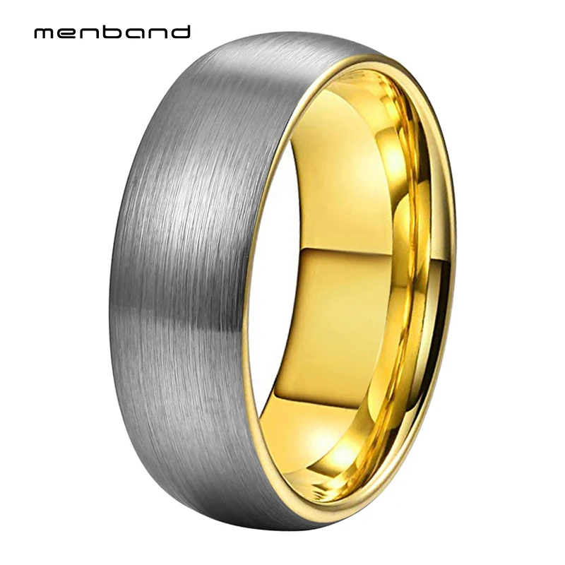 Желтое золото карбид вольфрама обручальное кольцо для мужчин женщин купольная