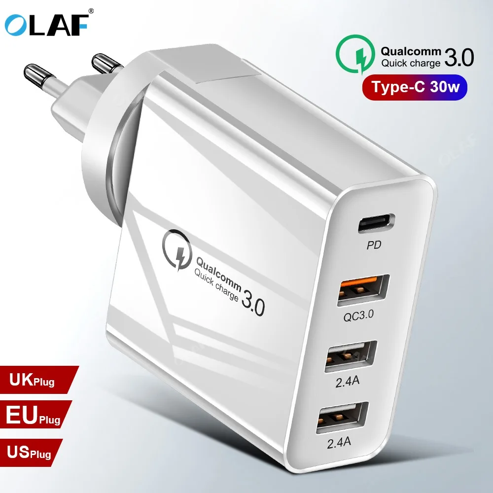 Олаф Quick Charge 3,0 зарядное устройство usb multi для iPhone X Xiaomi samsung S9 huawei QC4.0 QC3.0 QC C PD для быстрого настенного мобильный телефон Зарядное устройство
