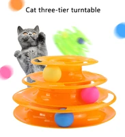 pet cat toy tower tracks toy three levels cat intelligence amusement triple pay disc cat toys ball training amusement plate
