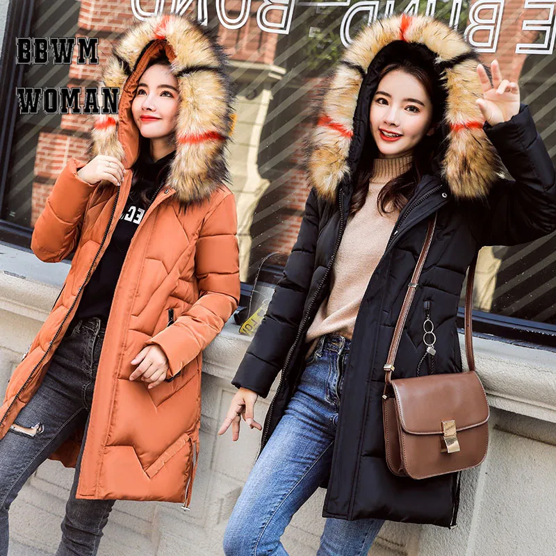 

2019 Winter Long Style Women Parkas Warm Fluff Collar Female Coat Outwear