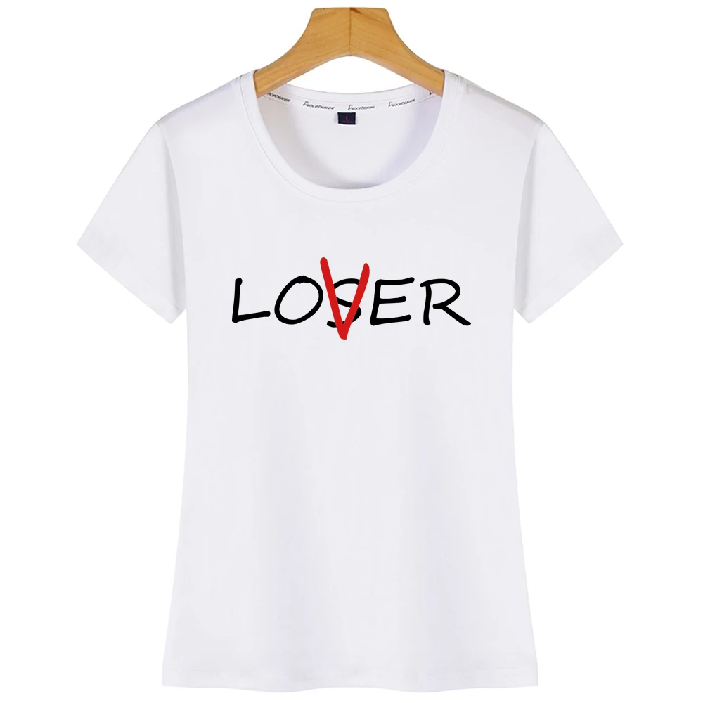Топы футболка женская Loser Lover забавные надписи короткая футболка|Футболки| |