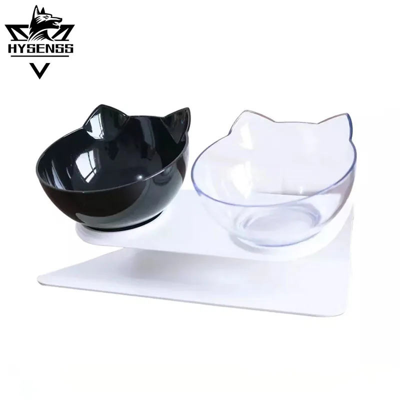

HYSENSS Non-slip Double Cat Bowl Dog Bowl with Stand Pet Feeding Cat Water Bowl Cat Food Pet Dog Feeder Supplies