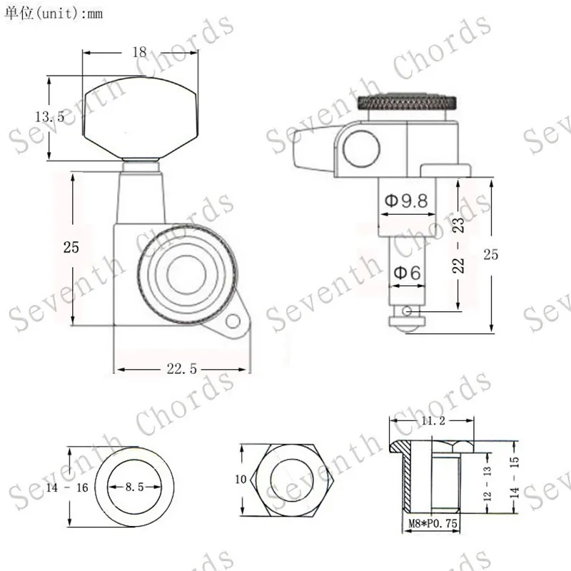Набор из 3R3L Позолоченные Заблокированные гитарные струнные тюнинговые колышки