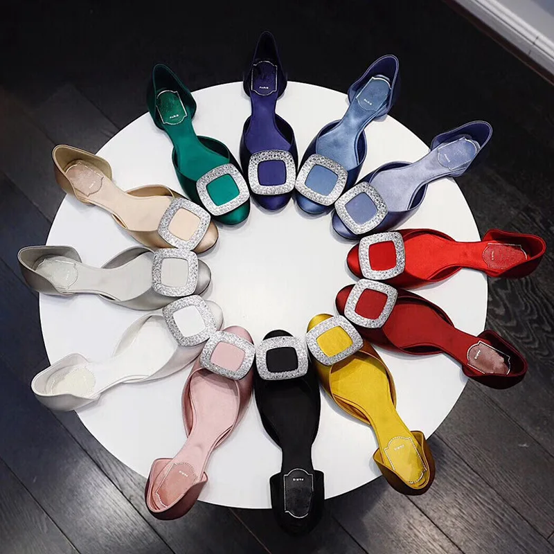 Женские туфли с квадратной пряжкой однотонные на плоской подошве повседневные