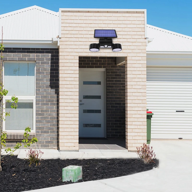 

Solar Light Dual Head Solar Lamp PIR Motion Sensor Spotlight Waterproof Outdoor Adjustable Angle Lights for Garden Wall