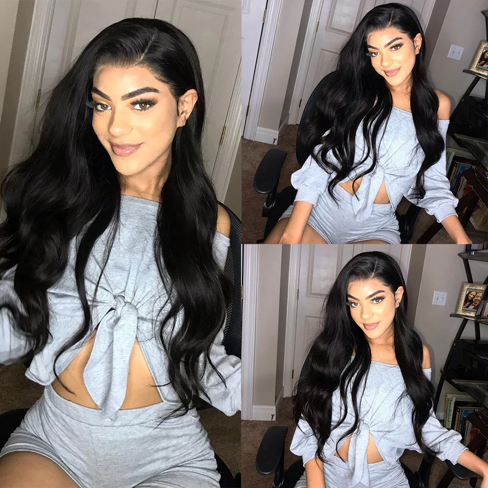 Парик с фронтальным шнурком на 360 градусов для черных женщин волнистые кружевные