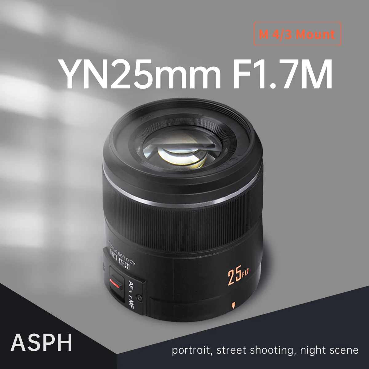 Объектив YONGNUO YN 25 мм F1.7M F1.7 для камеры с креплением M4/3 объектив большой апертурой