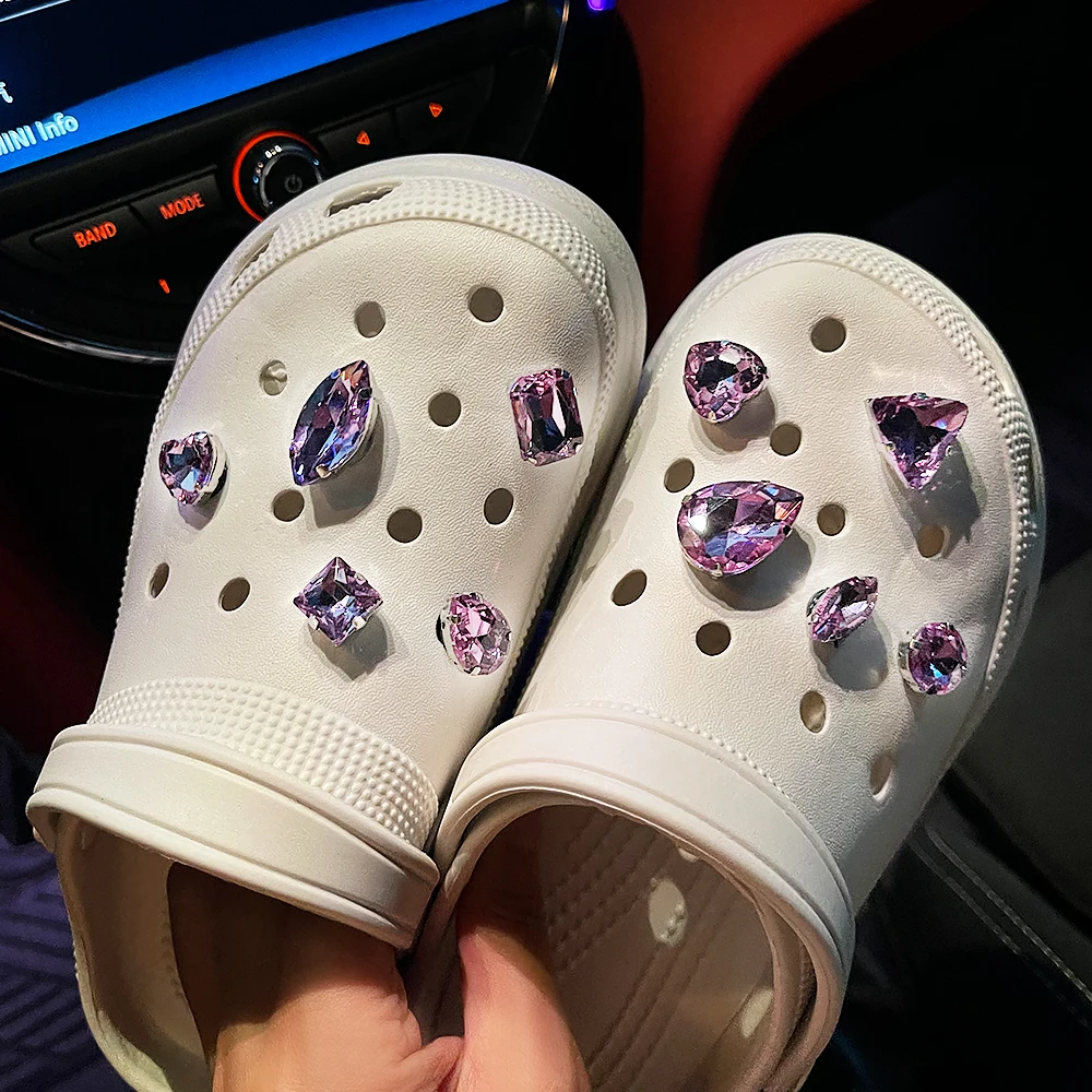 

Роскошные украшения для обуви Croc Стразы, украшения для обуви Crocs, симпатичная заглушка, Пряжка для обуви, искусственная мода, Фиолетовый бри...