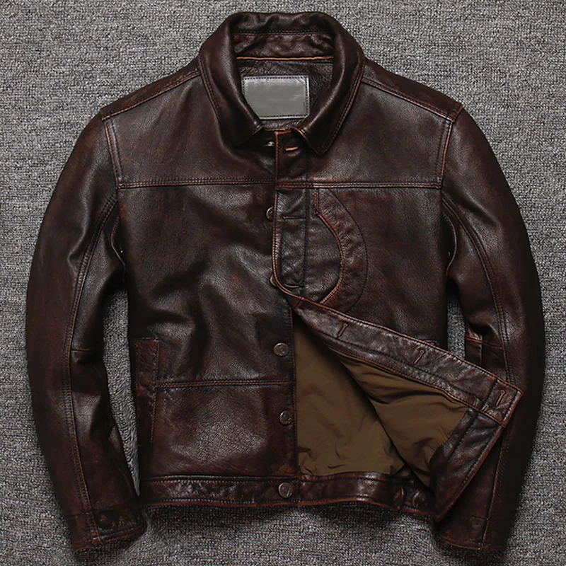 Европейская повседневная куртка из коровьей кожи приталенная известный бренд