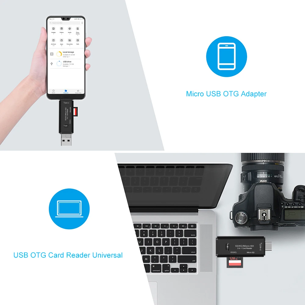 Kebidumei Мульти в 1 Высокоскоростной USB 3,0 тип-c кардридер Micro USB type C OTG флэш-накопитель адаптер TF кард-ридер