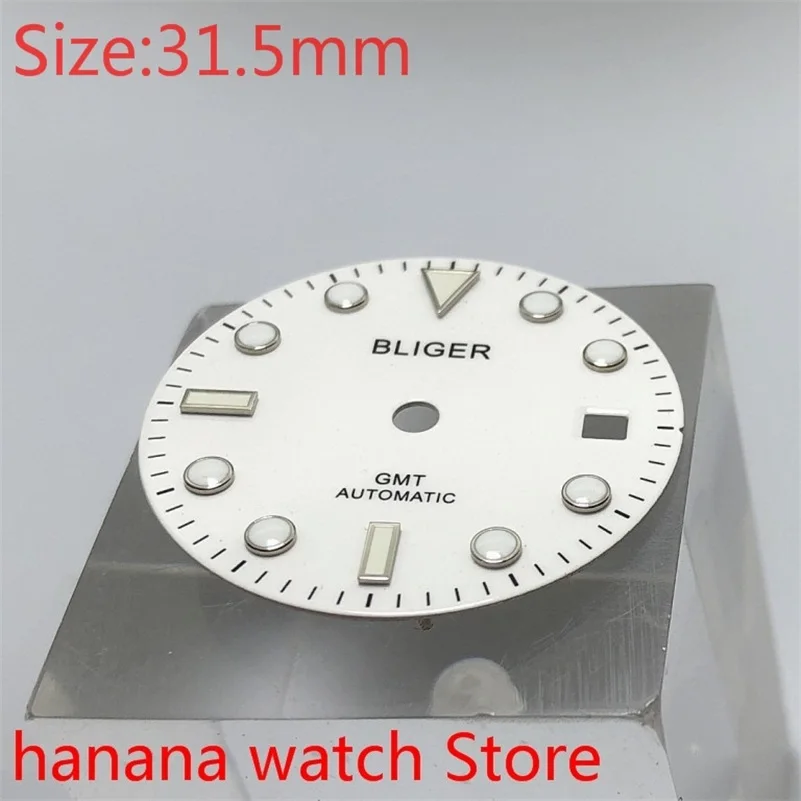 

BLIGER 2021 31.5mm white Dial Sterile Fit ETA 2836 2824 Miyota 8215 8205 Mingzhu 2813/3804 Movement Men's Watch Accessory