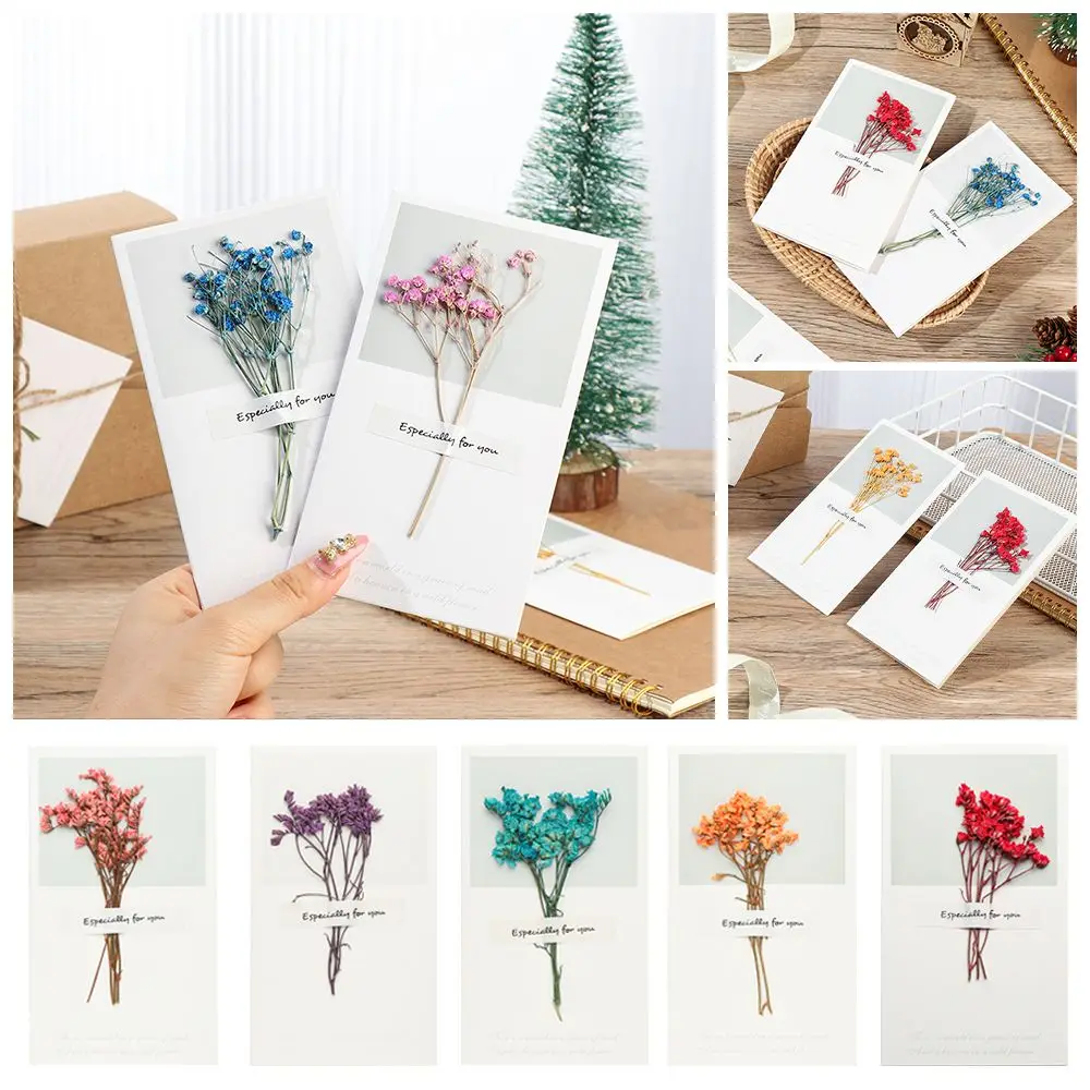 

Creative Invitation Decor Happy Birthday DIY Gifts Dried Flowers Papercards Folding Type Handmade Greeting Cards