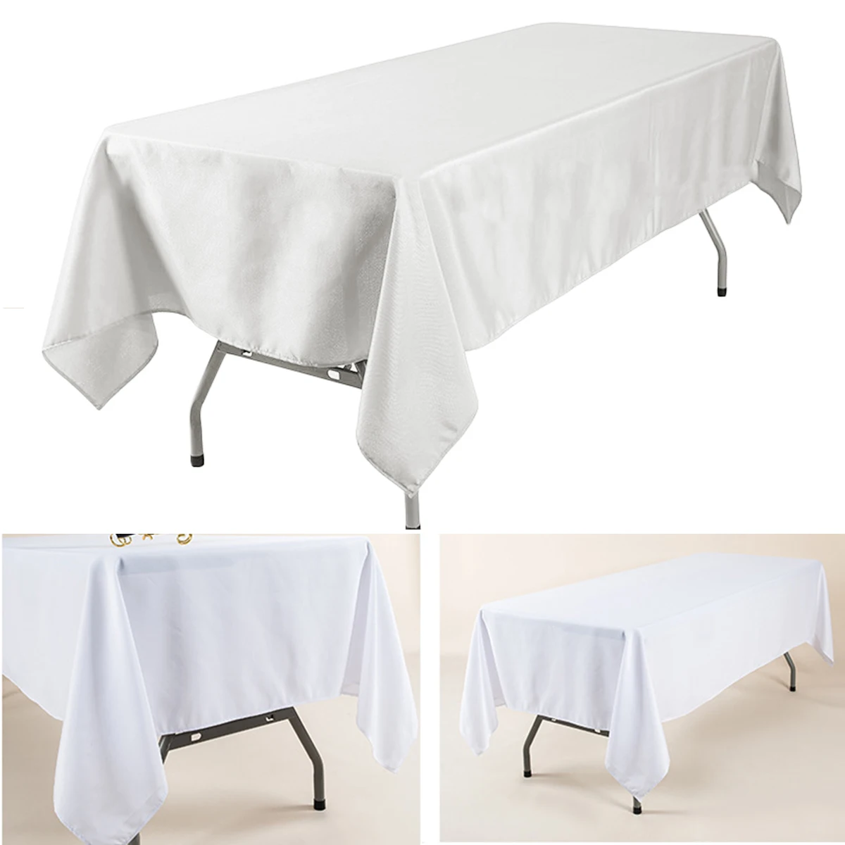 

Polyester Tablecloth Rectangular Table Cover For Banquet Wedding Party 177*260cm Home Supplies Durable Easy To Clean Quick Dry