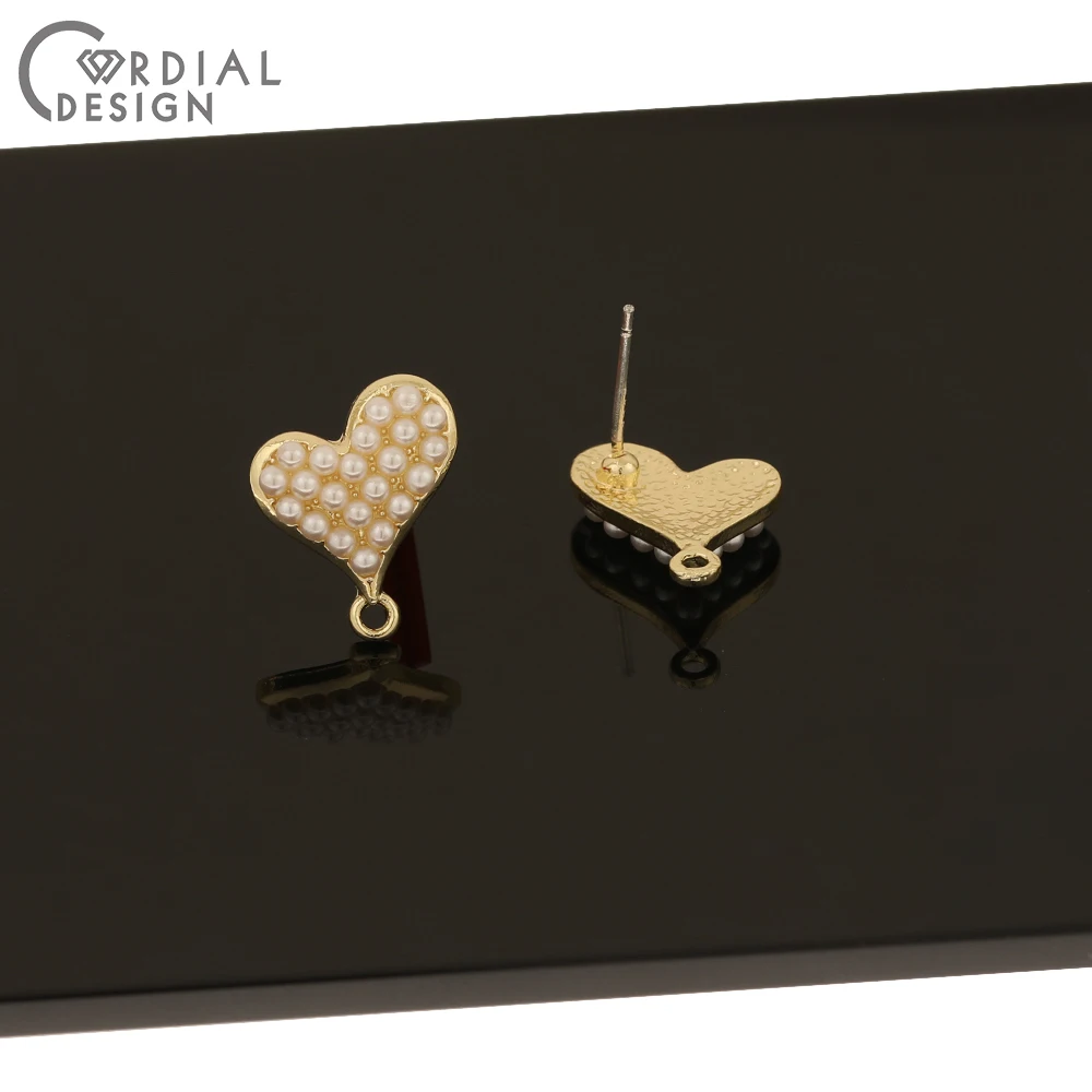 

Cordial Design 100Pcs 13*16MM Jewelry Accessories/Hand Made/Imitation Pearl/Heart Shape/Rhinestone Earrings Stud/DIY Making