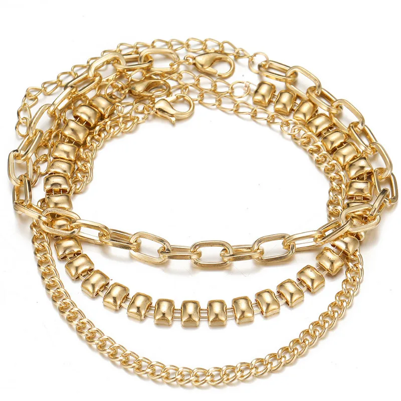 

Простые Многослойные браслеты на щиколотку в стиле панк с толстой цепочкой, 3 шт./компл., ювелирные изделия для ног, подарки для женщин