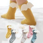Носки для новорожденных с героями мультфильмов гольфы для маленьких мальчиков и девочек с ангелом носки с крылом Хлопковые гольфы для маленьких девочек