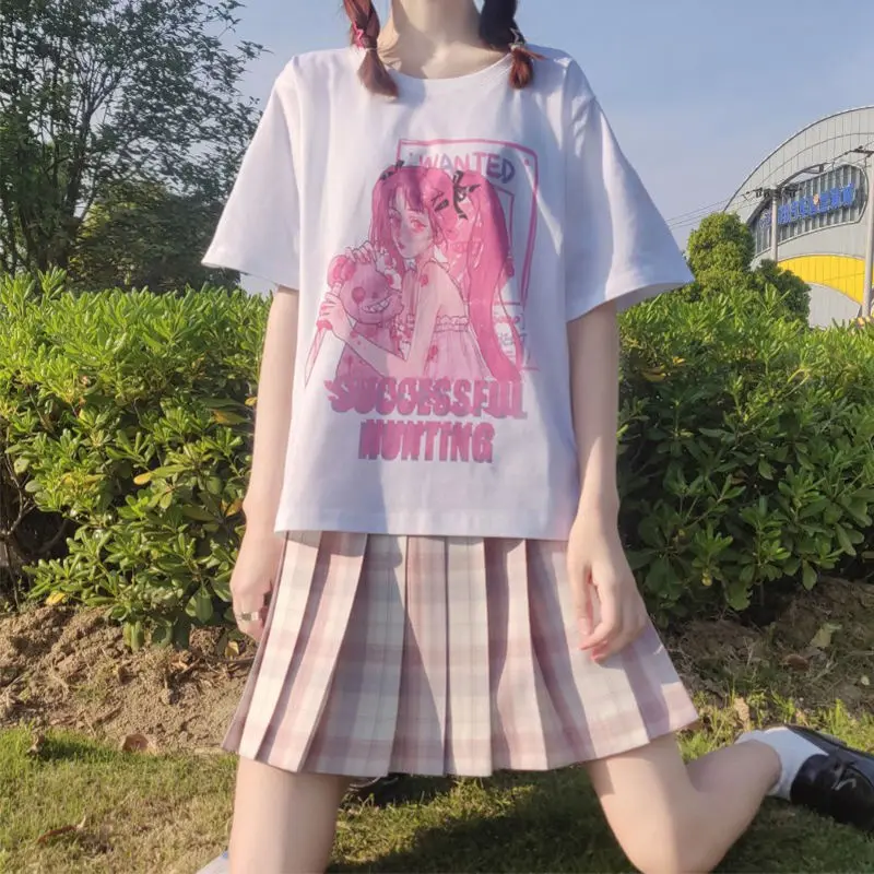 

Gothic Style Korea pop E-girl guitar print Drak Tops Summer Kawaii clothes Crop Harajuku O-neck Short Sleeve Women ins T-shirts