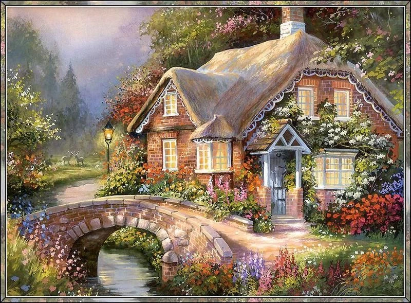 HUACAN Cross Stitch Street Scenery Needlework Sets Embroidery City Landscape Kits White Canvas DIY Home Decor 14CT 40x50cm - Цвет: CT-142