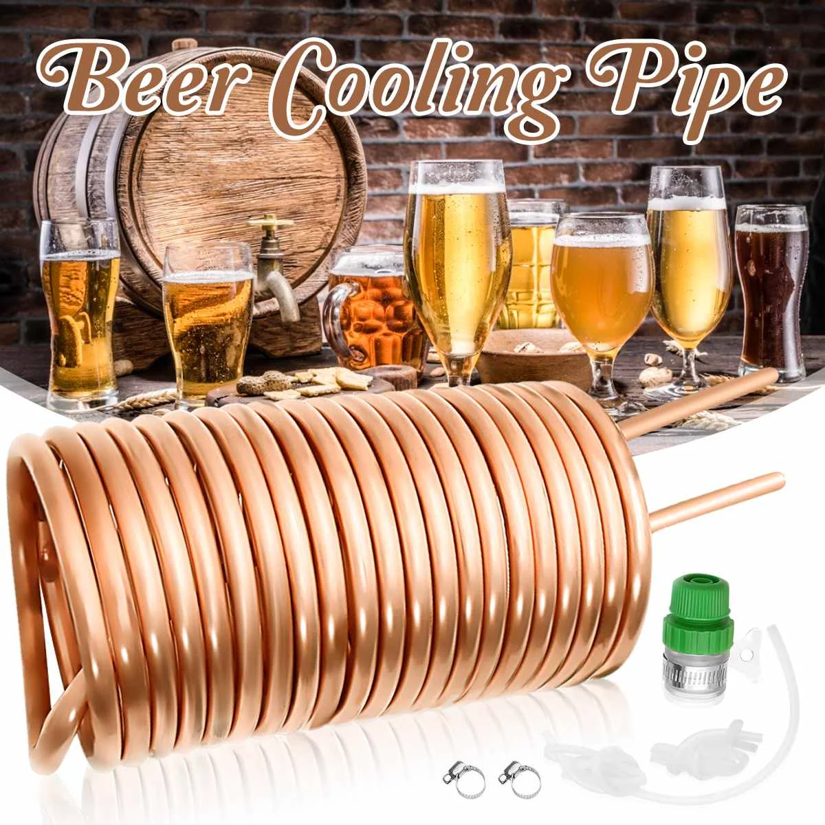 

Copper Metal Coil Tube Immersion Wort Chiller Beer/Wine Cooler Home Beer Brew Pipe Heat Exchanger Food Grade Wine Making Machine