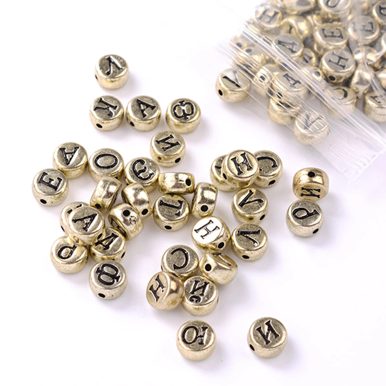 

100pcs Russian Alphabet Letter Acrylic Beads Solid for Making DIY Bracelets Necklace Home Decoration christmas decorations