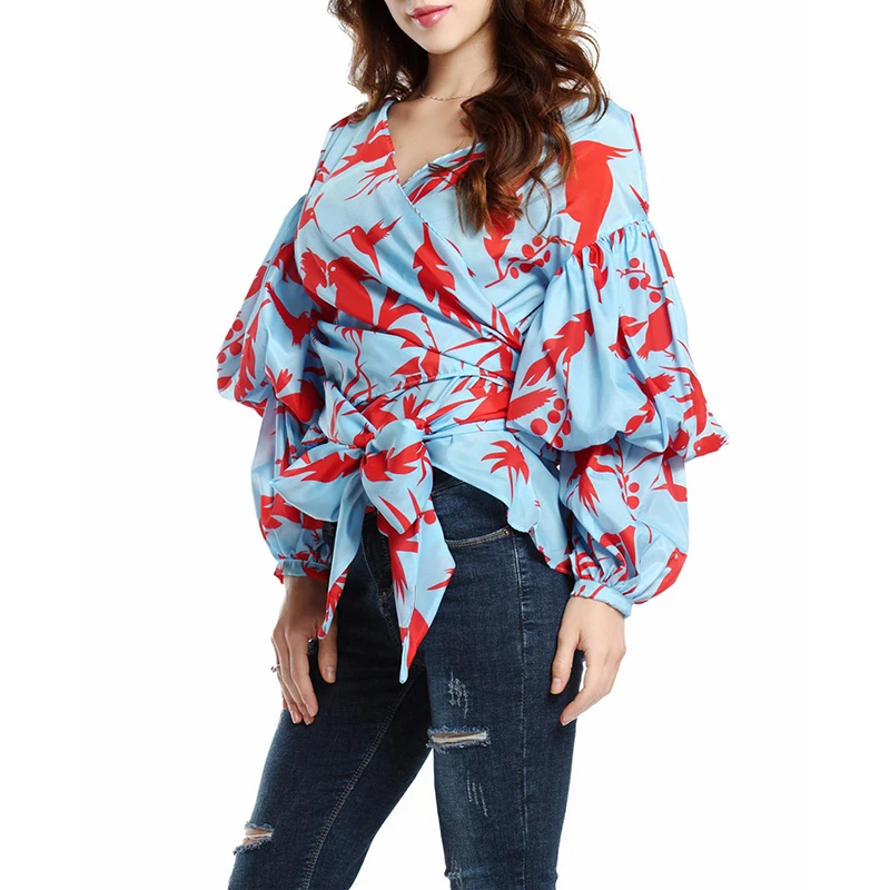 Женская Асимметричная рубашка TWOTWINSTYLE осенняя блузка с бантом v-образным вырезом