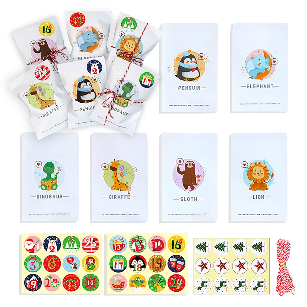 

24 шт., многоразовые пакеты для упаковки бумаги с мультяшными животными