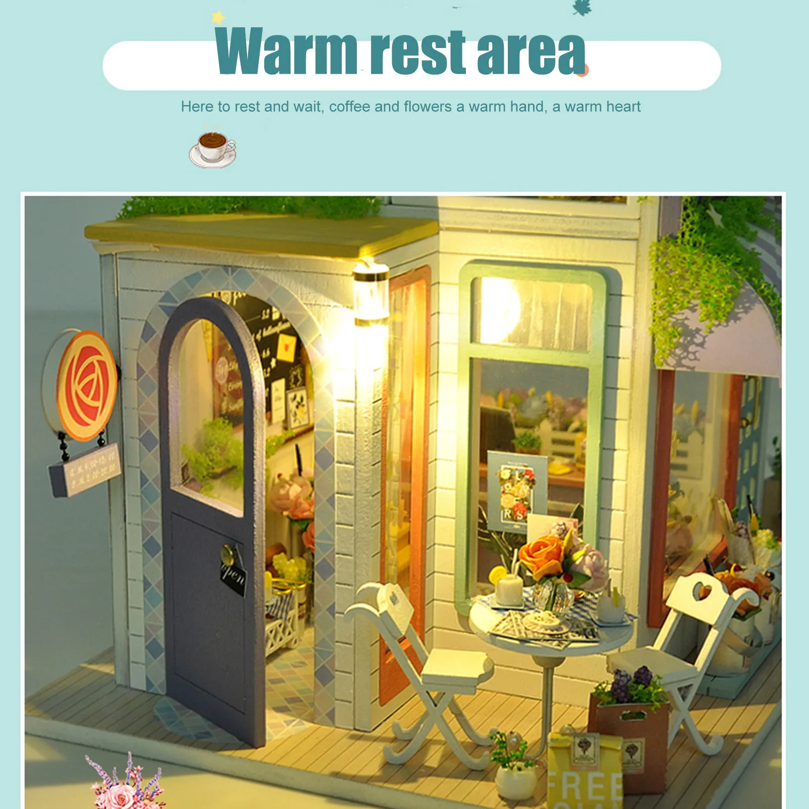 

DIY Miniature Flower House Model Romantic Villa Building Assembly Model Cabin Home Decoration Birthday Gifts With Dust Cover