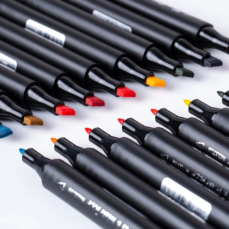 

12/24/36/48/60/80 Colors Alcohol Felt Dual Brush Pen Art Marker Pen For Sketching Bookmark Manga Drawing Art Supplies