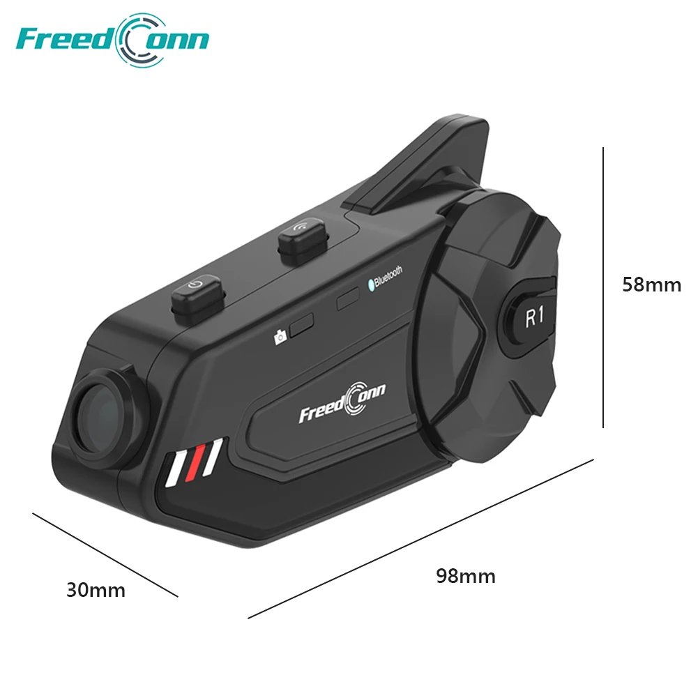 Гарнитура для мотоциклетного шлема FreedConn R1 Plus 1080P HD Wi-Fi видеорегистратор