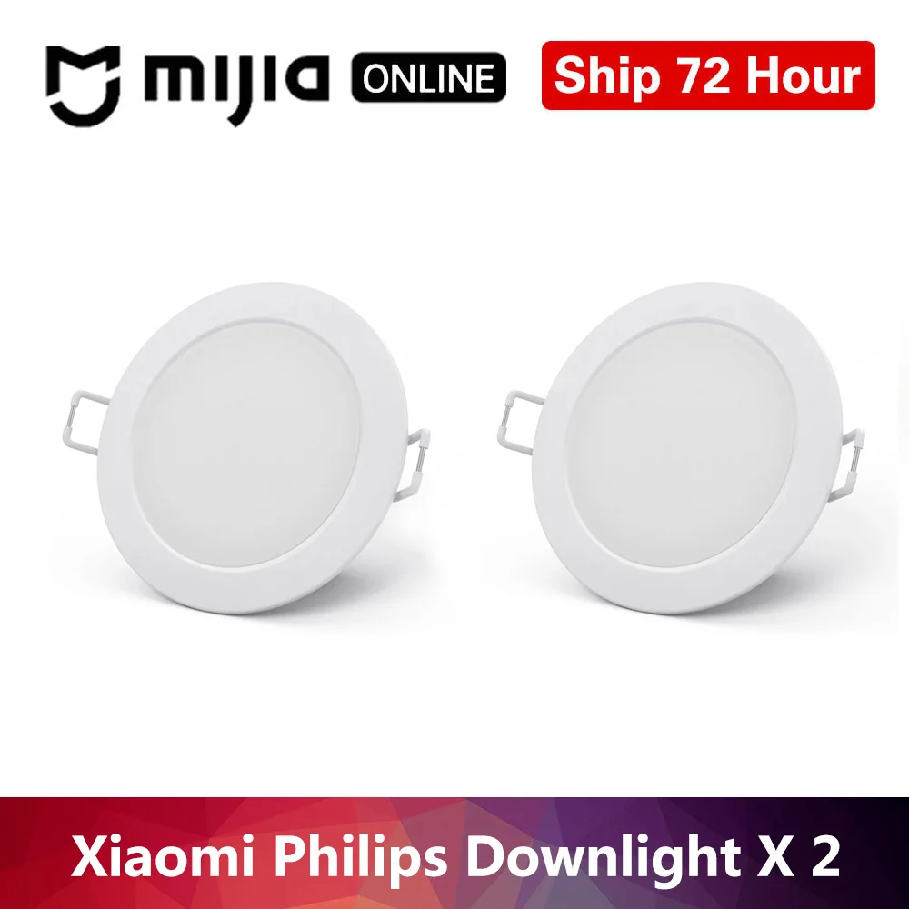 Xiaomi Philips Zhirui светильник Интеллектуальный светильник пульт дистанционного управления белый и теплый светильник 200lm 3000-5700k Регулируемая Цветовая температура - Комплект: Downlight 2PCS